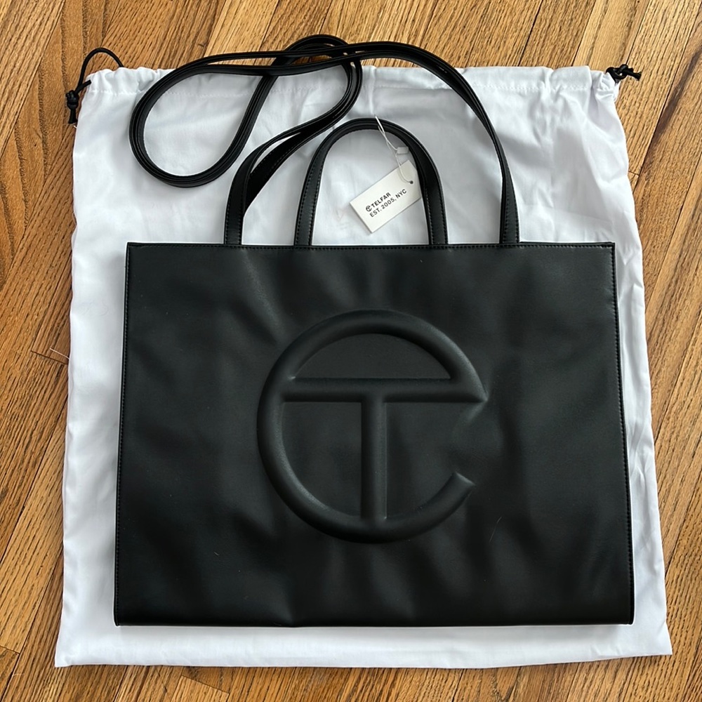 Telfar Large Black Shopping Bag Black